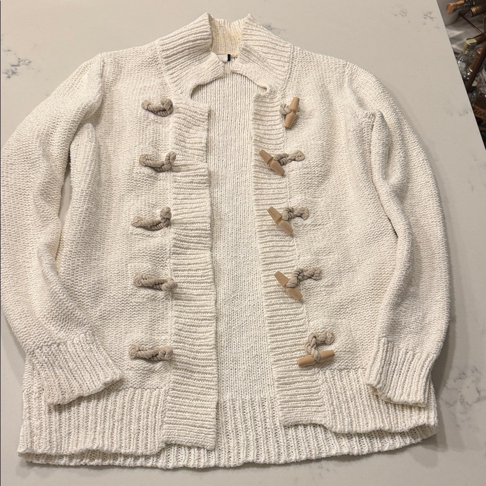 J. Crew Chunky Coastal Cardigan with Wood Toggles